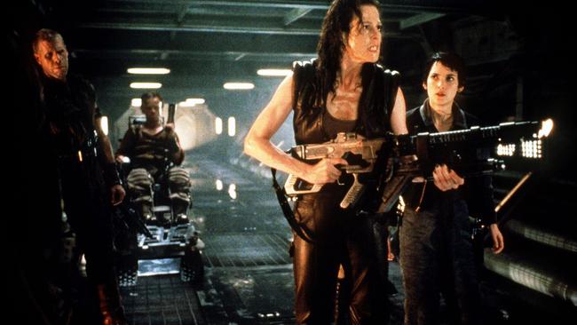 Sigourney Weaver in scene from film Alien Resurrection.