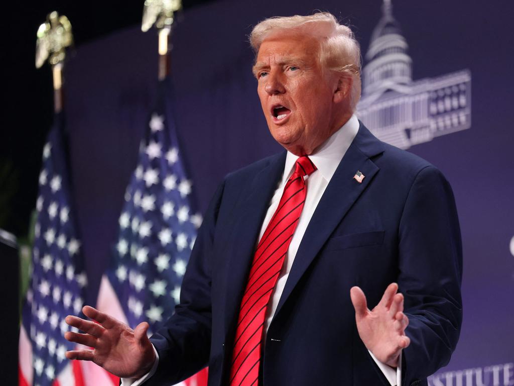 US President Donald Trump addresses the 2025 Republican Issues Conference at the Trump National Doral Miami in Doral, Florida. Picture: Getty Images via AFP