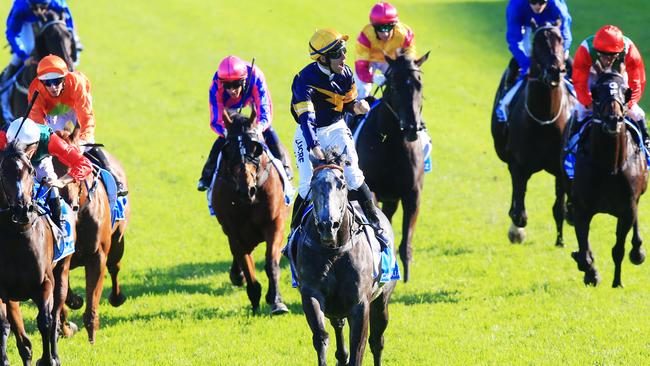 Chautauqua ridden by Tommy Berry, wins race 8 the TJ Smith Stakes during Day 1 of the Championships at Royal Randwick. pic Jenny Evans