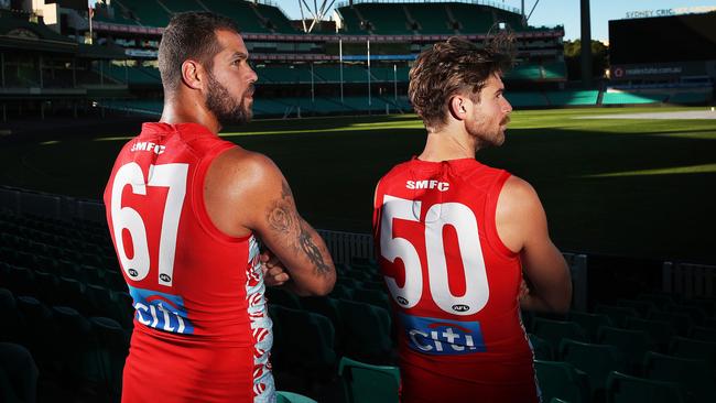 Lance Franklin will wear No.67 and Dane Rampe will wear No.50. Picture: Phil Hillyard