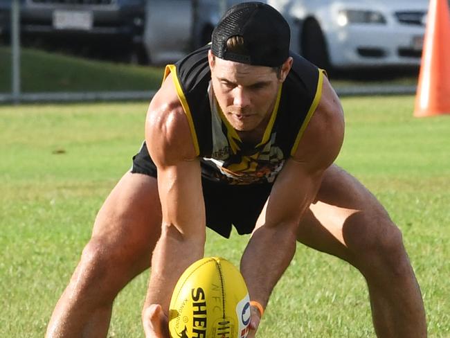 Nightcliff’s joint 2019-20 NTFL Nichols Medal winner Brodie Filo is set to begin his mandatory two-week COVID quarantine, then he will join his teammates before the 2020-21 season begins. Picture: KATRINA BRIDGEFORD