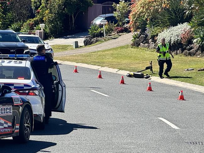 Police investigating an e-scooter crash at Latrobe Ave in Helensvale. Picture: Supplied.