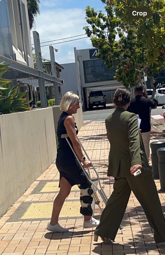 Rebecca Micallef (left) leaving the Southport courthouse beside lawyer Shelby Thompson.