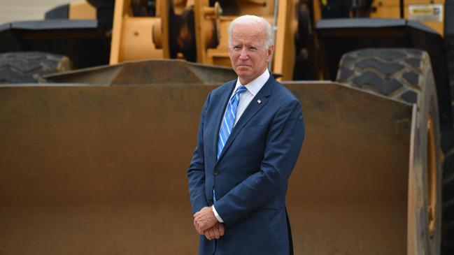 Joe Biden tours the International Union of Operating Engineers training centre in Howell, Michigan, on Tuesday. Picture: AFP