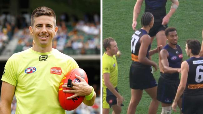 Jordan Clark copped a bake from a former AFL umpire.