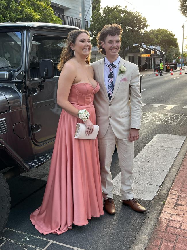 Kayne Goodluck and Rhiannon Pierse arrive at the formal in style.