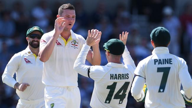 Josh Hazlewood lead Australia’s fearsome pace attack with five English wickets.