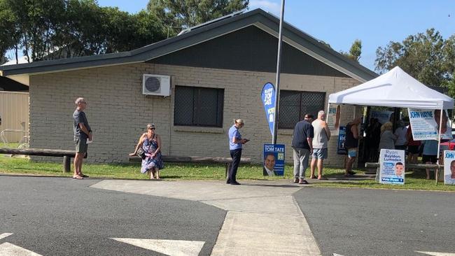 Outside pre-polling at the Helensvale Community Centre.