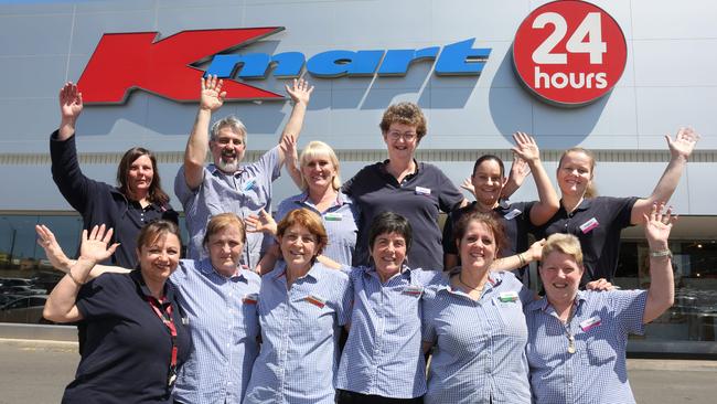 Kmart Blacktown’s ‘The Originals’ crew members, who have worked at the store for almost 400 years combined. Emilia Pacchiarotta, Mary Ann Zammit, Christine Zammit, Debbie Turnbull, Maryanne Pearce, Michelle Brown, Linda Hanckel, Cheryl Ives, Donna Dorward, Melissa Payne, Angelina Schmid, Garry Locke. Picture: Robert Pozo