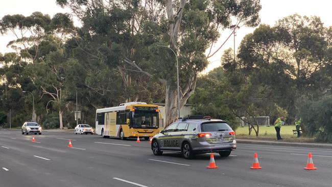 Hutt Street has been closed to northbound traffic after a pedestrian was hit by a bus on Sunday