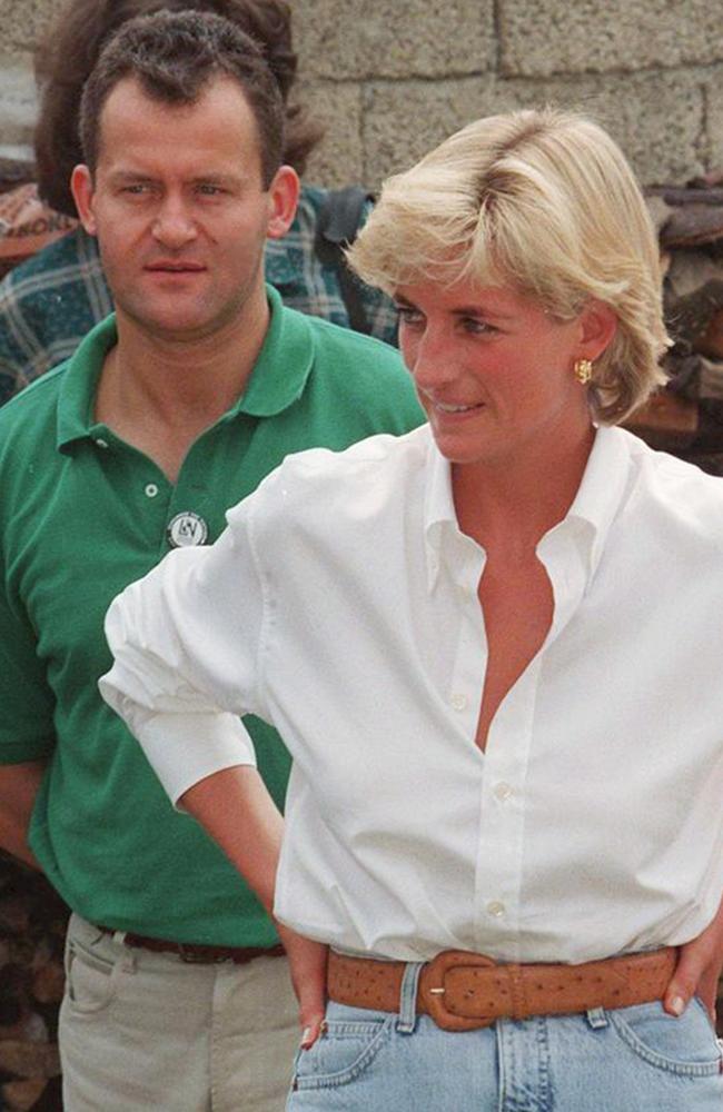 Her butler, Paul Burrell (green shirt), says the princess grew obsessed with the idea that Charles and Tiggy were having an affair. Source: ALAMY