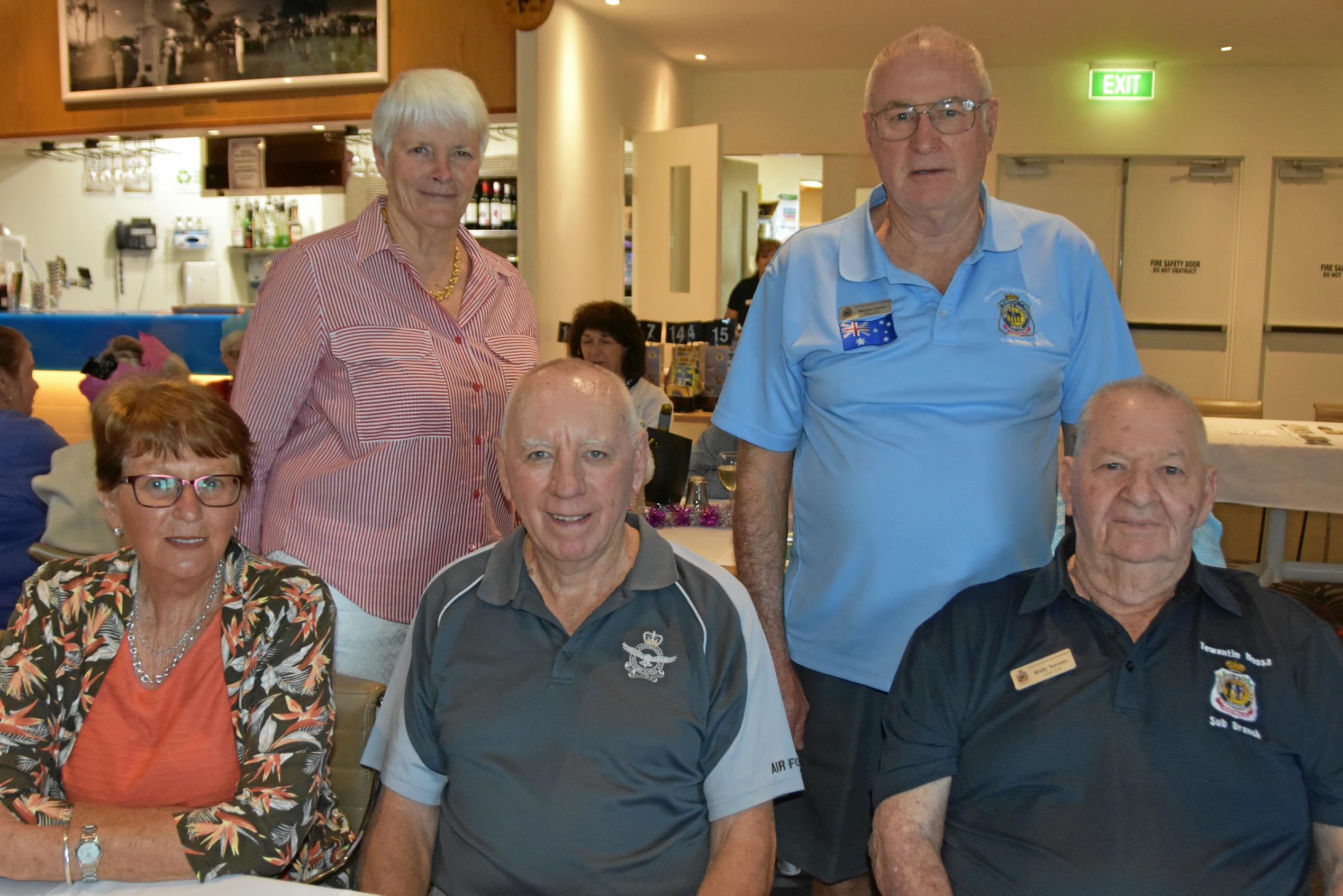 WAR WIDOWS: (Front) Monica Jordan, Mike Boyle and Wally Torrens with (back) Anne and "Whisky" Carter. Picture: Caitlin Zerafa