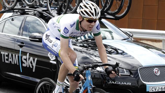 Jack Haig competes in last year’s Tour Down Under. Photo Sarah Reed