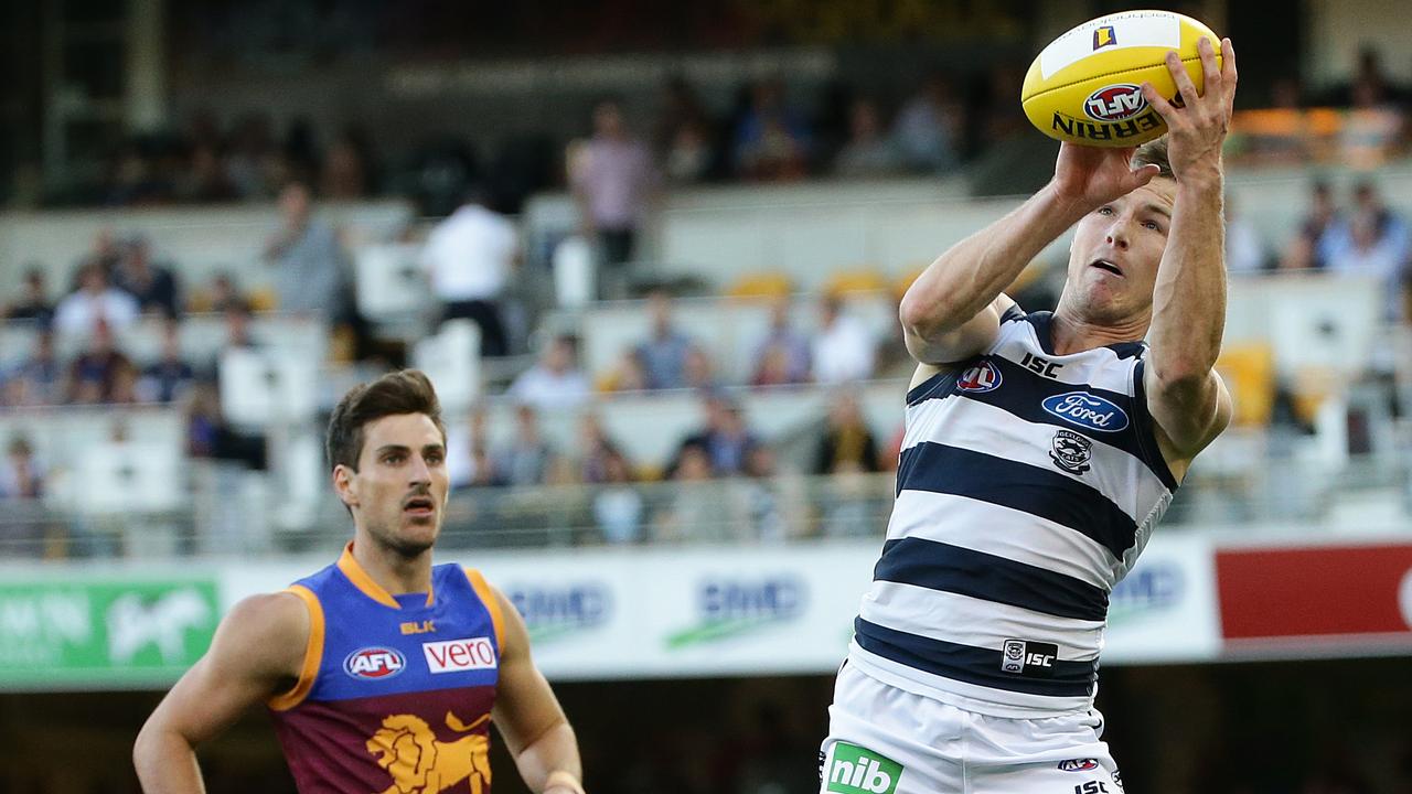 Lincoln McCarthy takes a mark against his new team Brisbane last year.
