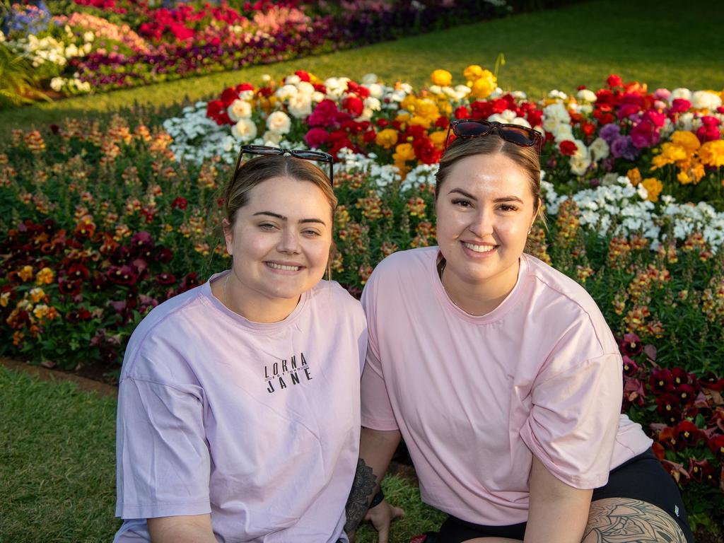 Gabi Witcombe (left) and Bethannie Green in Laurel Bank Park for the Carnival of Flowers, Sunday, September 22, 2024. Picture: Bev Lacey