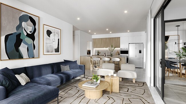 Artist impression showing the inside of a Bloom apartment. Picture: cedarwoods.com.au