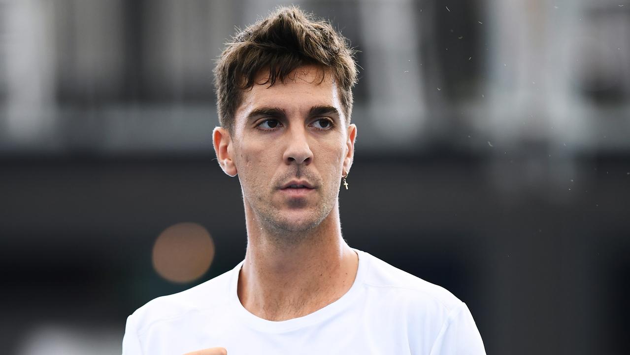 Thanasi Kokkinakis rallied from a set down to upset John Isner in a triple-tiebreak cliffhanger at the Adelaide International. Picture: Getty Images