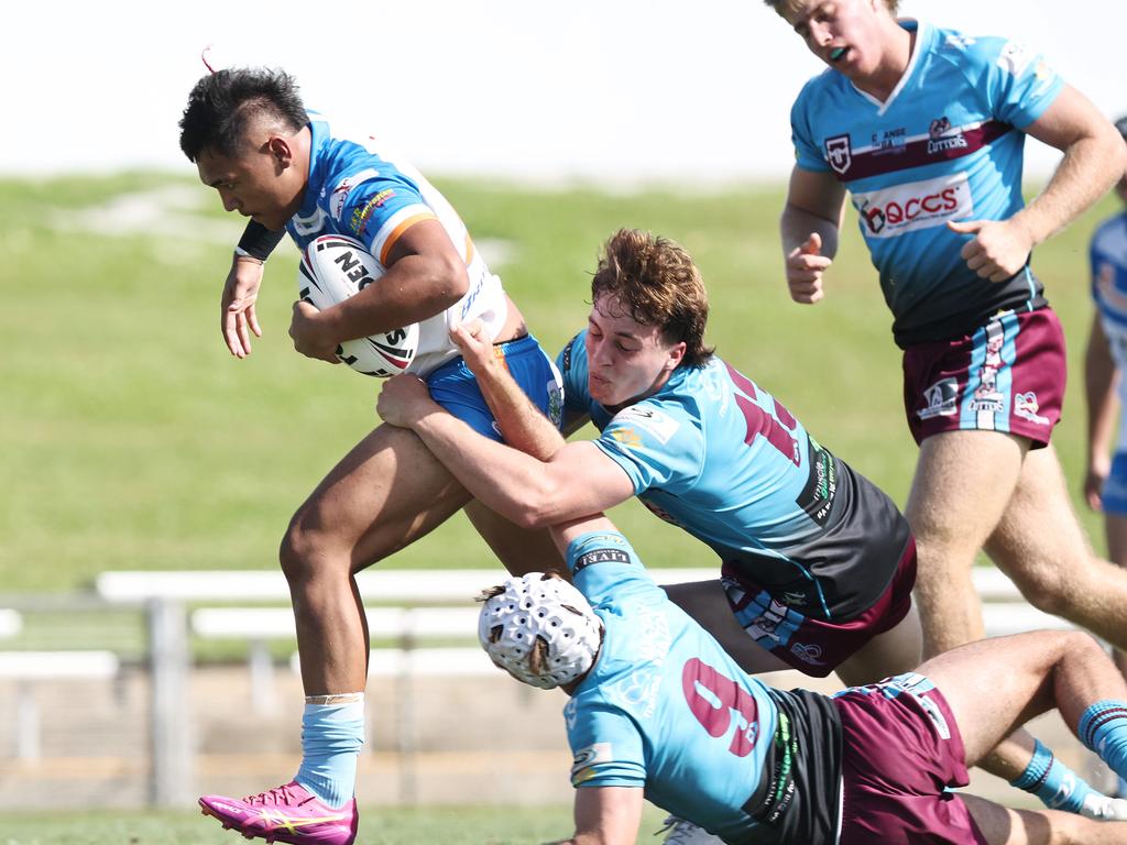 Taakoi Benioniin proves hard to stop in the Queensland Rugby League (QRL) Under 19 Men's match between the Northern Pride and the Mackay Cutters, held at Barlow Park. Picture: Brendan Radke