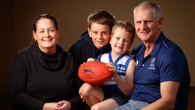 Mark Mickan with his wife Callie and children Fletcher, 10, and Spencer, 6. Picture Matt Turner                        <a class="capi-image" capiId="69cc3a58b2608bc8cd6554c0429cdbd0"></a>