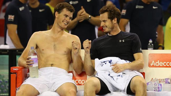 Britain’s Jamie and Andy Murray at the Davis Cup in 2015. Picture: AP