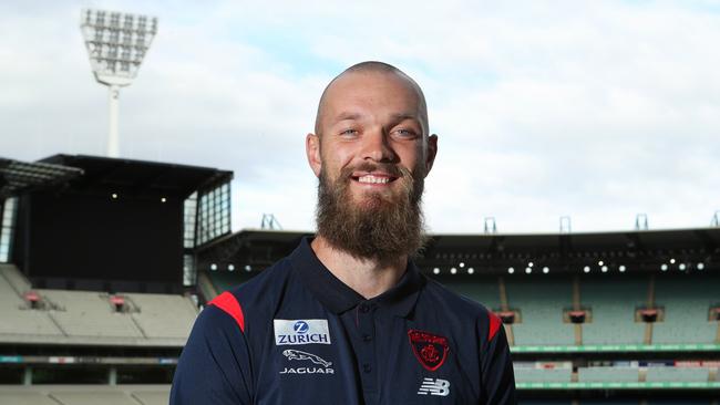 Max Gawn at the MCG is all smiles after inking a new deal with the Dees. Picture: Ben Gibson