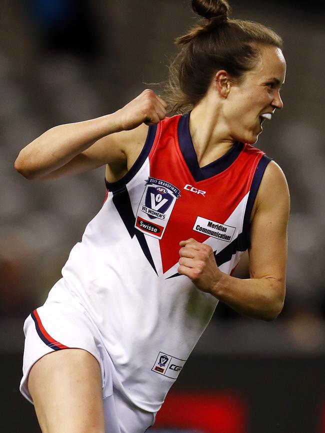 Daisy Pearce celebrates a goal. Picture: Michael Klein