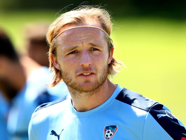 Rhyan Grant during Sydney FC training at Macquarie University Sports Fields, North Ryde . Picture : Gregg Porteous