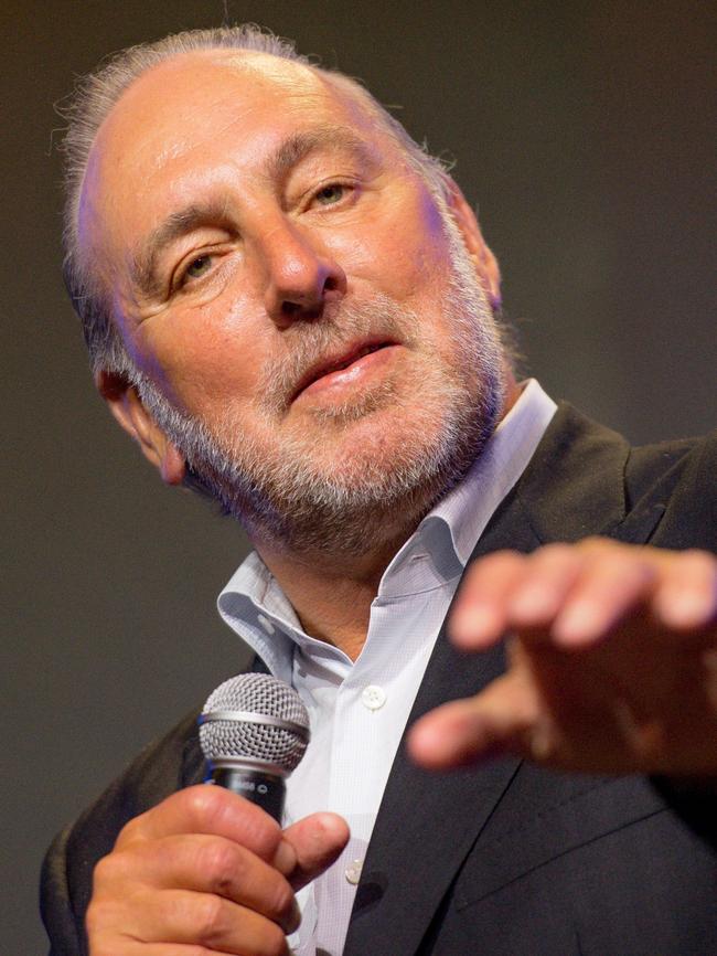 Then-Global Senior Pastor Brian Houston speaking on stage during the Hillsong Atlanta grand opening at Hillsong Atlanta on June 06, 2021 in Atlanta, Georgia. Picture: Getty Images