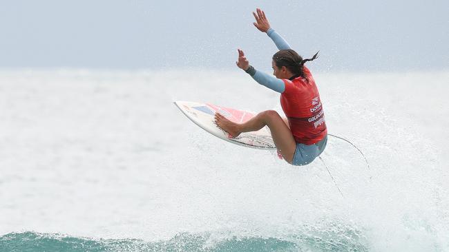 Sally Fitzgibbons competing in the World Surf League