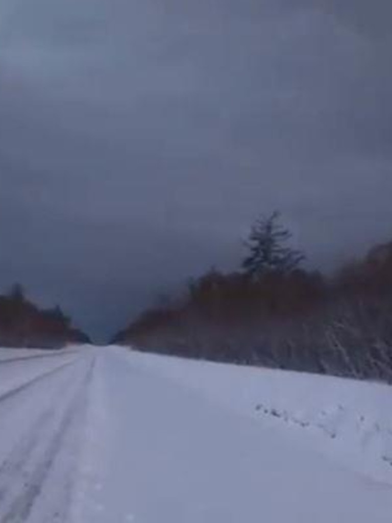 Roads were soon covered in ash after the eruption.