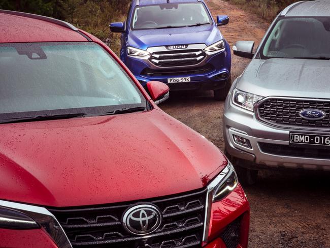 Isuzu MU-X, Toyota Fortuner and Ford Everest. Photo: Thomas Wielecki