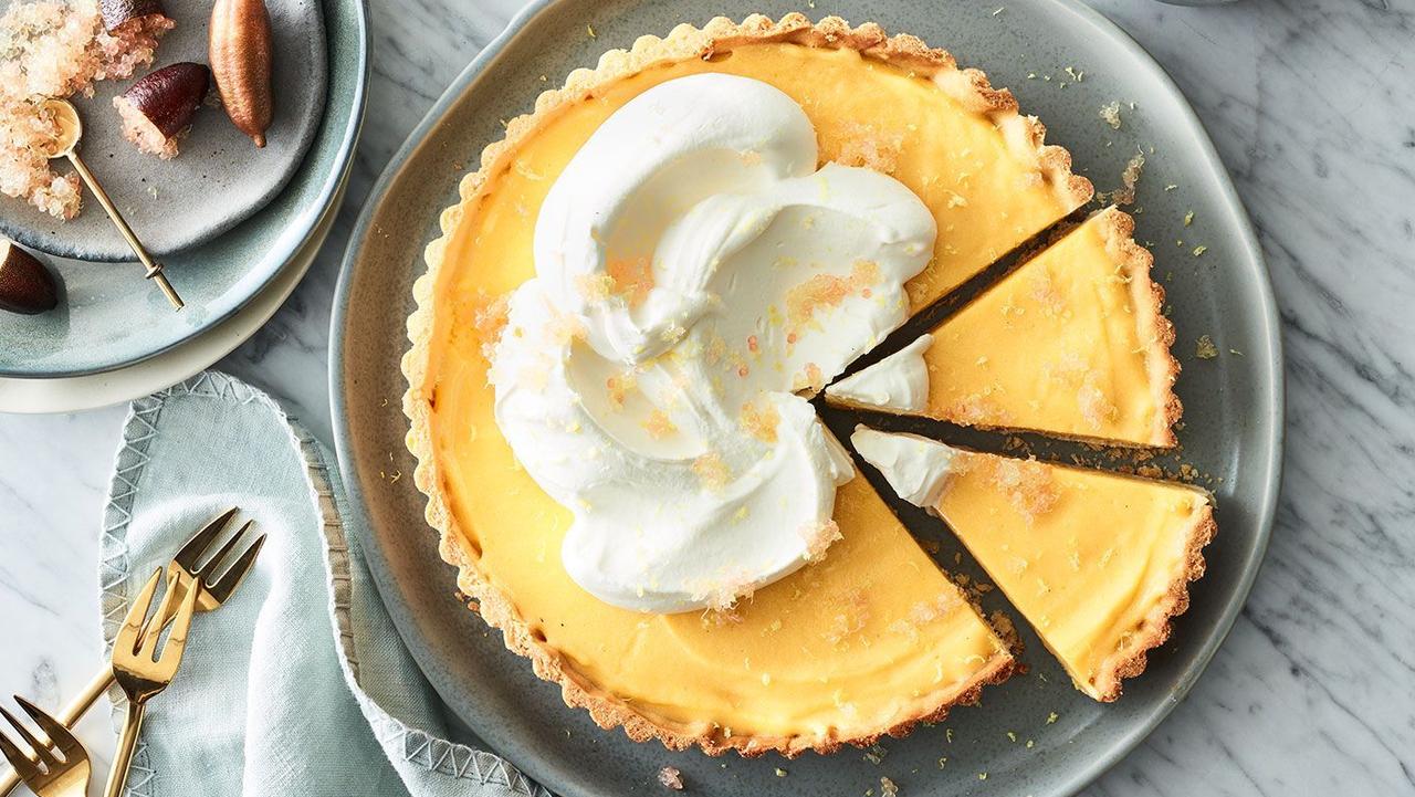 This lemon and lime tart is a tangy dessert.