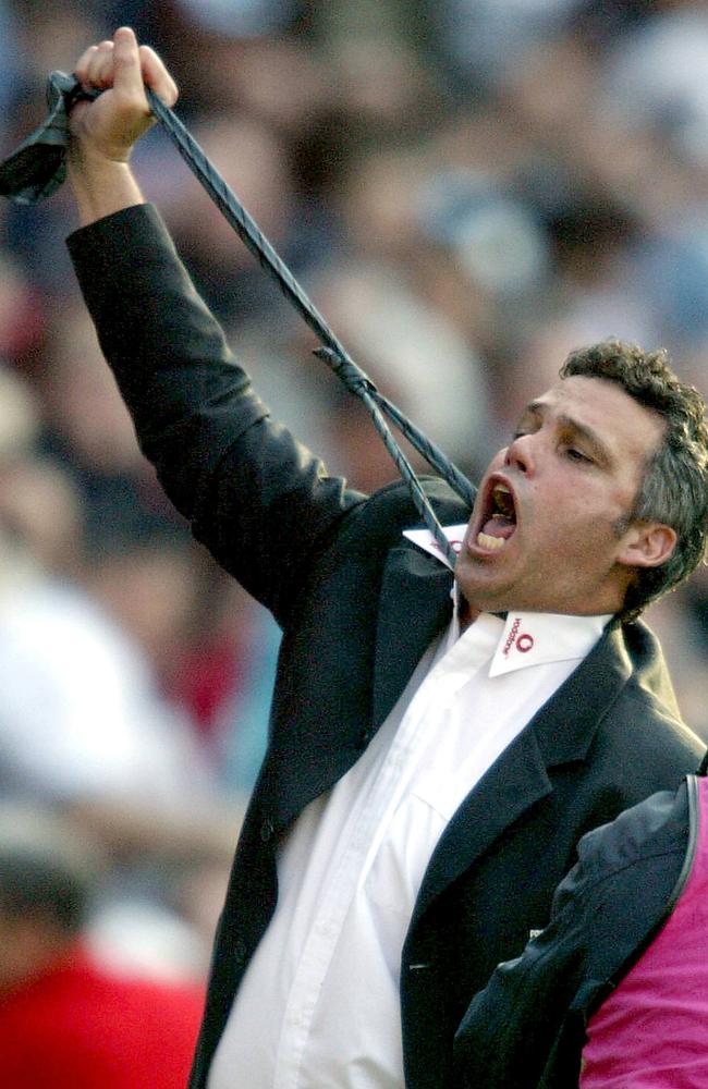 An emotional Mark Williams reacts after Port Adelaide sealed victory on grand final day against Brisbane Lions.