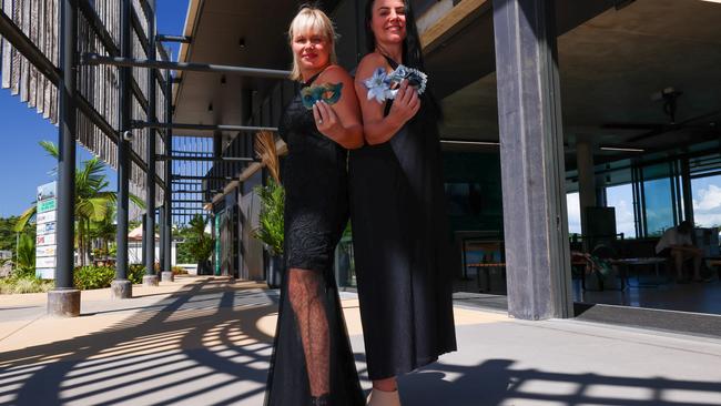 Candice Crossley and Julie Telford preparing for the Team Whitsundays Masquerade Gala Ball. Photo: Contributed