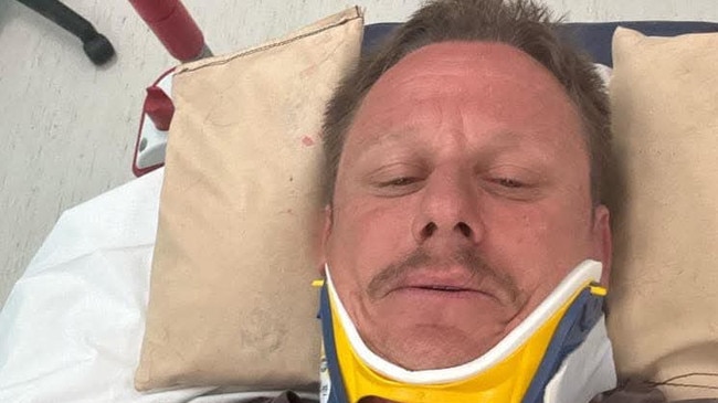 Firefighter Mitch Heath spent four nights in hospital after a trip with his daughters to the beach went terribly wrong.