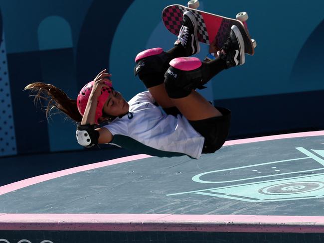 Gold Coaster Arisa Trew competes in the women's park skateboarding final during the Paris 2024 Olympic Games at La Concorde in Paris en route to gold. Picture: Franck Fife