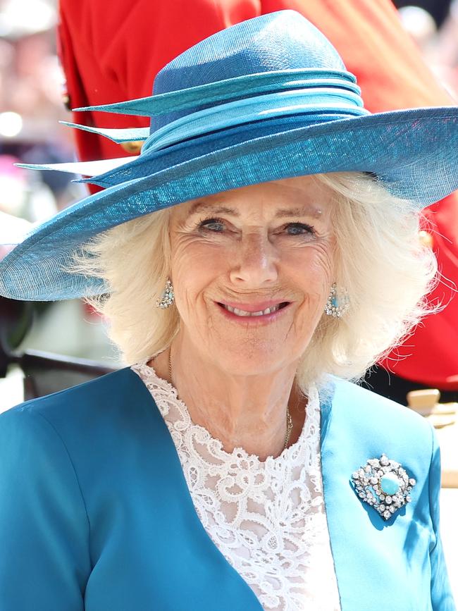 Queen Camilla smiles as she attends day two of Royal Ascot 2024. Picture: Getty Images