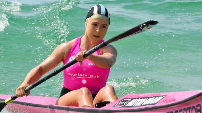 Jemma Smith is up for the challenge of Umina Beach, competes in the open ski at the Surf Life Saving NSW Open Championships. Picture: Stephen Chu.