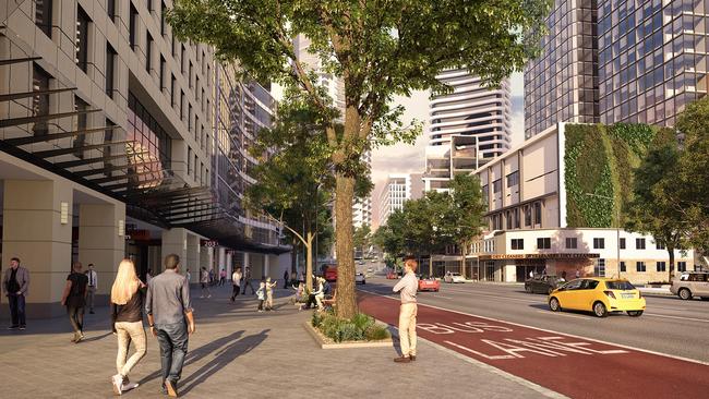 Artist’s impression of how the area outside St Leonards Station might look. Picture: Department of Planning