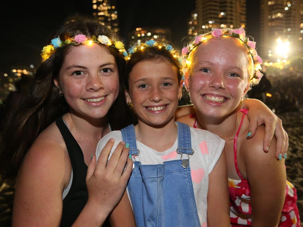 L-R Bethany Simpson, 13 Melbourne, Brianna Cauchley 11 of Labrador and Evie Nay 12 of Labrador. Picture Mike Batterham