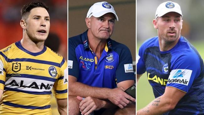 Brad Arthur (centre) is banking on big seasons from Mitchell Moses and Bryce Cartwright.