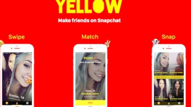 Yellow is for people who want to ‘make friends on Snapchat’, but experts are warning teenagers to stay off it. Picture: Yellow/App store