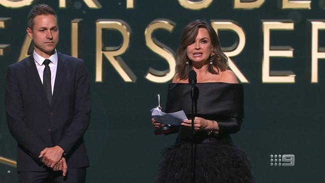 Lisa Wilkinson giving her 2022 Logies acceptance speech. Picture: Channel 9