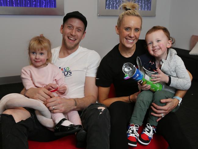 The Ingles family at the opening of Marvel Stadium’s sensory room. Picture: Michael Klein