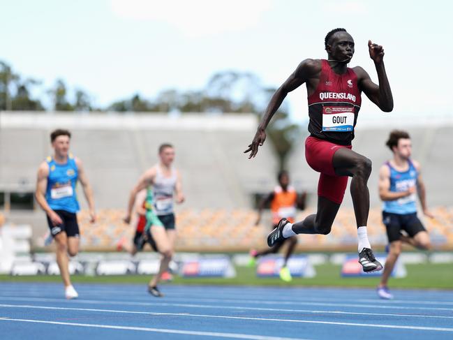 Gout Gout doesn’t run — he floats. Photo by Cameron Spencer/Getty Images