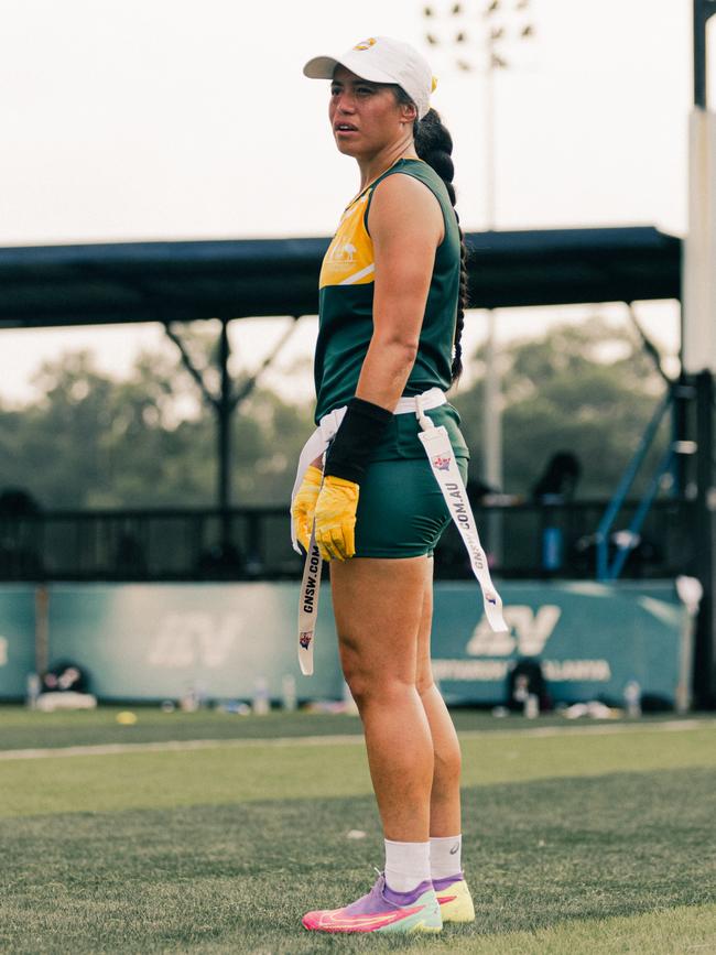 Pier Pritchard of the Australian Flag Football team. Picture: Jack Foley Photography