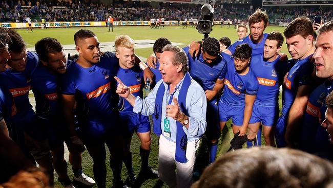 Andrew Forrest with Force players who will return to a new Super Rugby competition