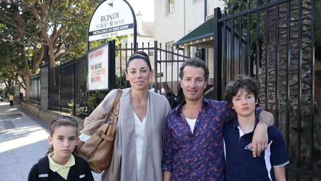 Bondi Public School president Camille Usher with daughter Millie and Bondi Beach Public School P &amp; C president Robert Keldoulis with son Felix. Picture: Craig Wilson