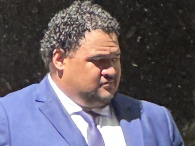 Samita Langi outside Downing Centre Local Court on February 12, 2025. He was charged with assaulting a police officer and possessing a drug.