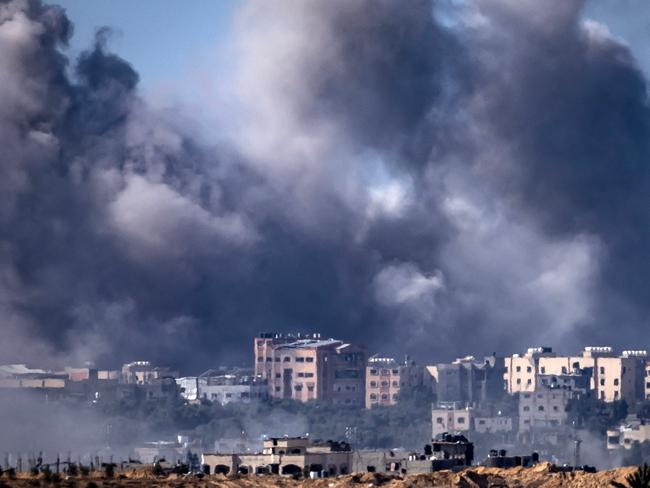 Smoke billows during an Israeli bombardment on Gaza. Picture: AFP